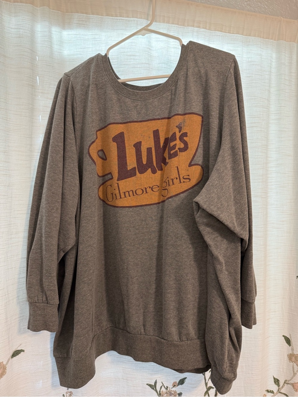 Luke's Diner 'Gilmore Girls' Logo Sweatshirt - Grey with Mustard Graphic
